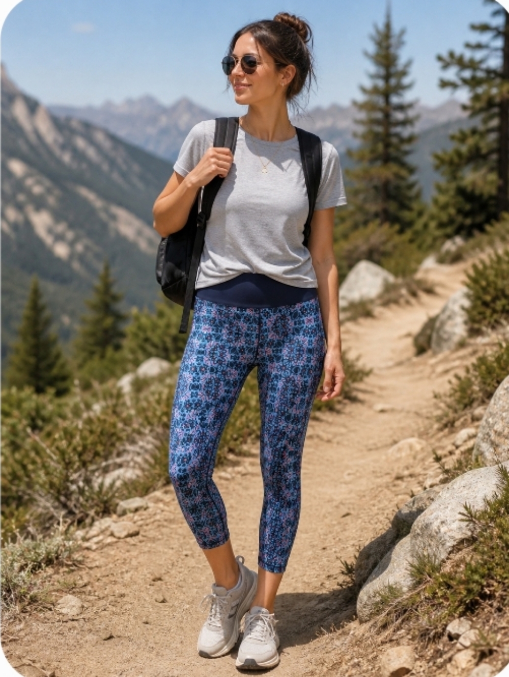 Fabletics Foldover Cropped Inkwell Mosaic Leggings Large